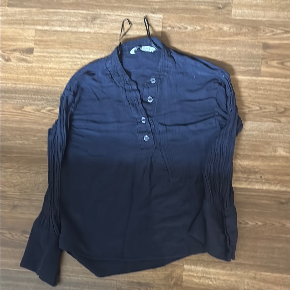 Navy Button-Up Blouse